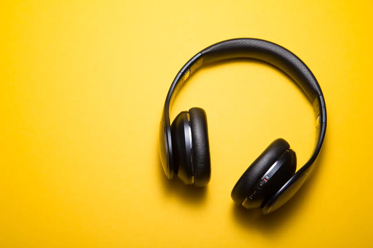 Wireless headphones on a desk
