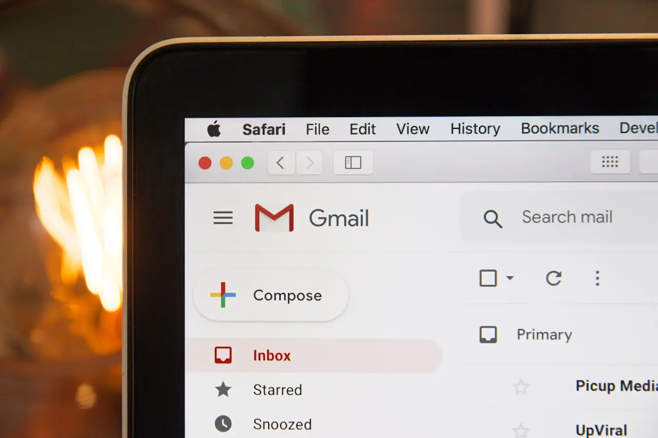 Email inbox on a smartphone
