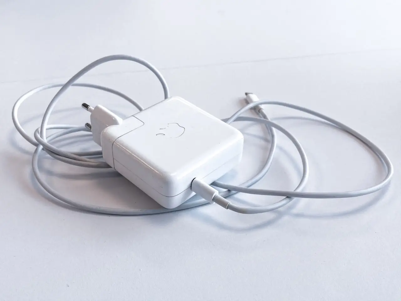 Laptop charging cable and port area