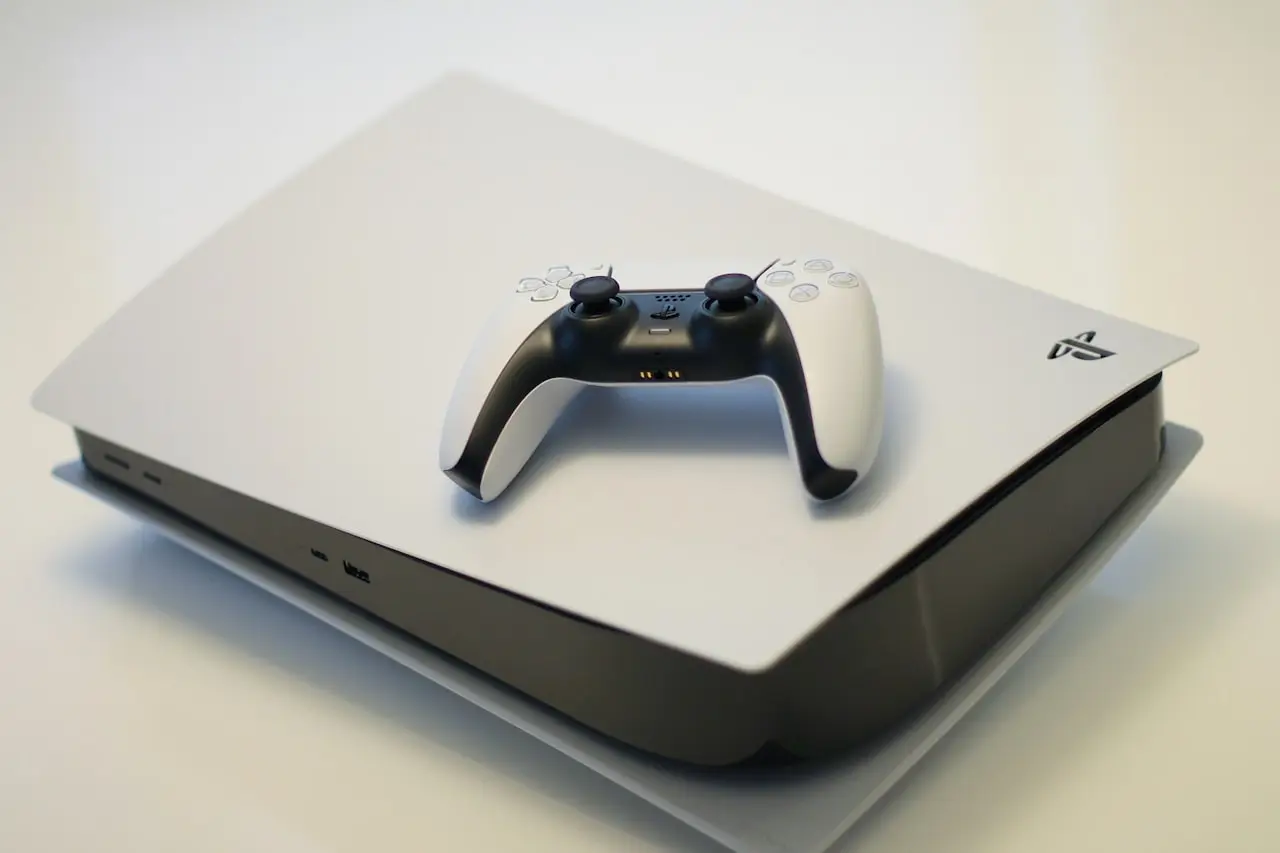 Game console under a TV entertainment setup