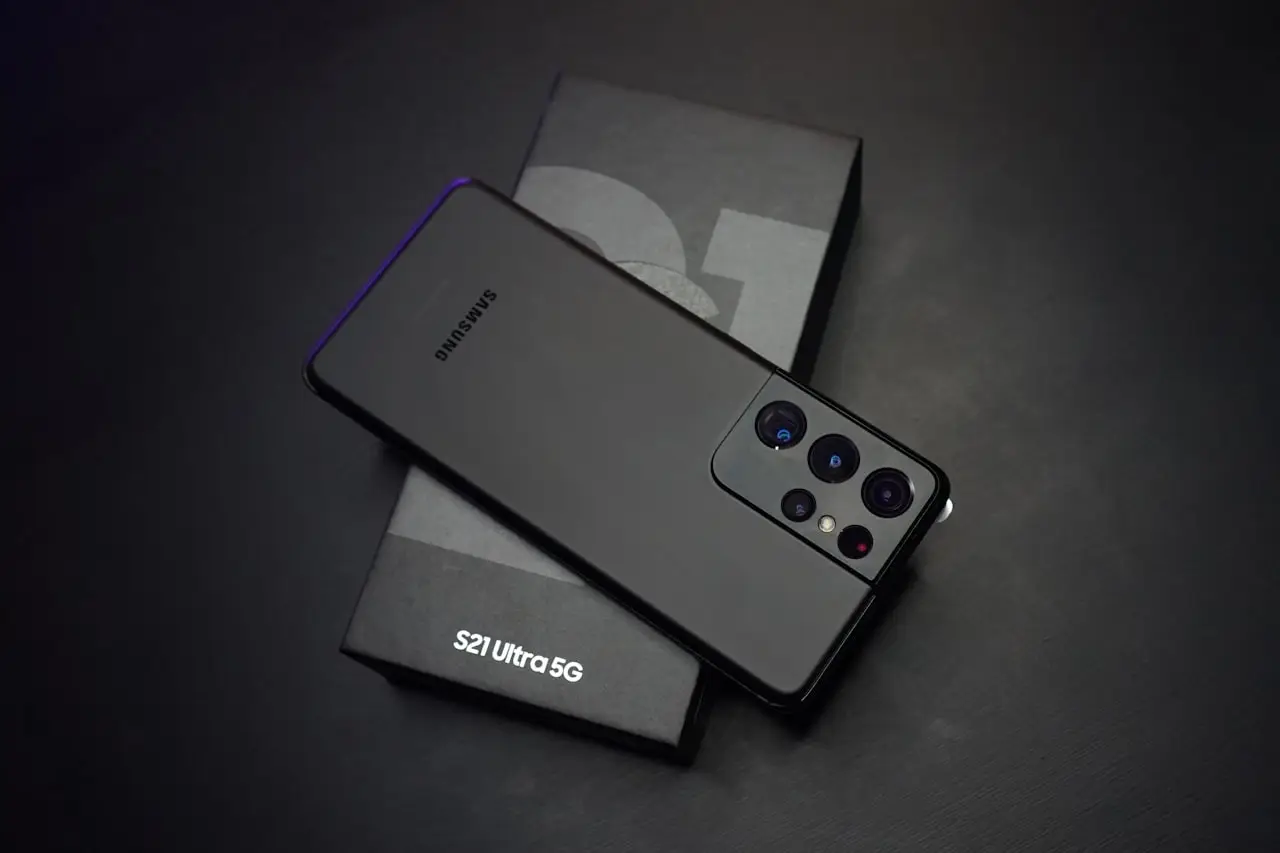 Samsung Galaxy phone on a desk